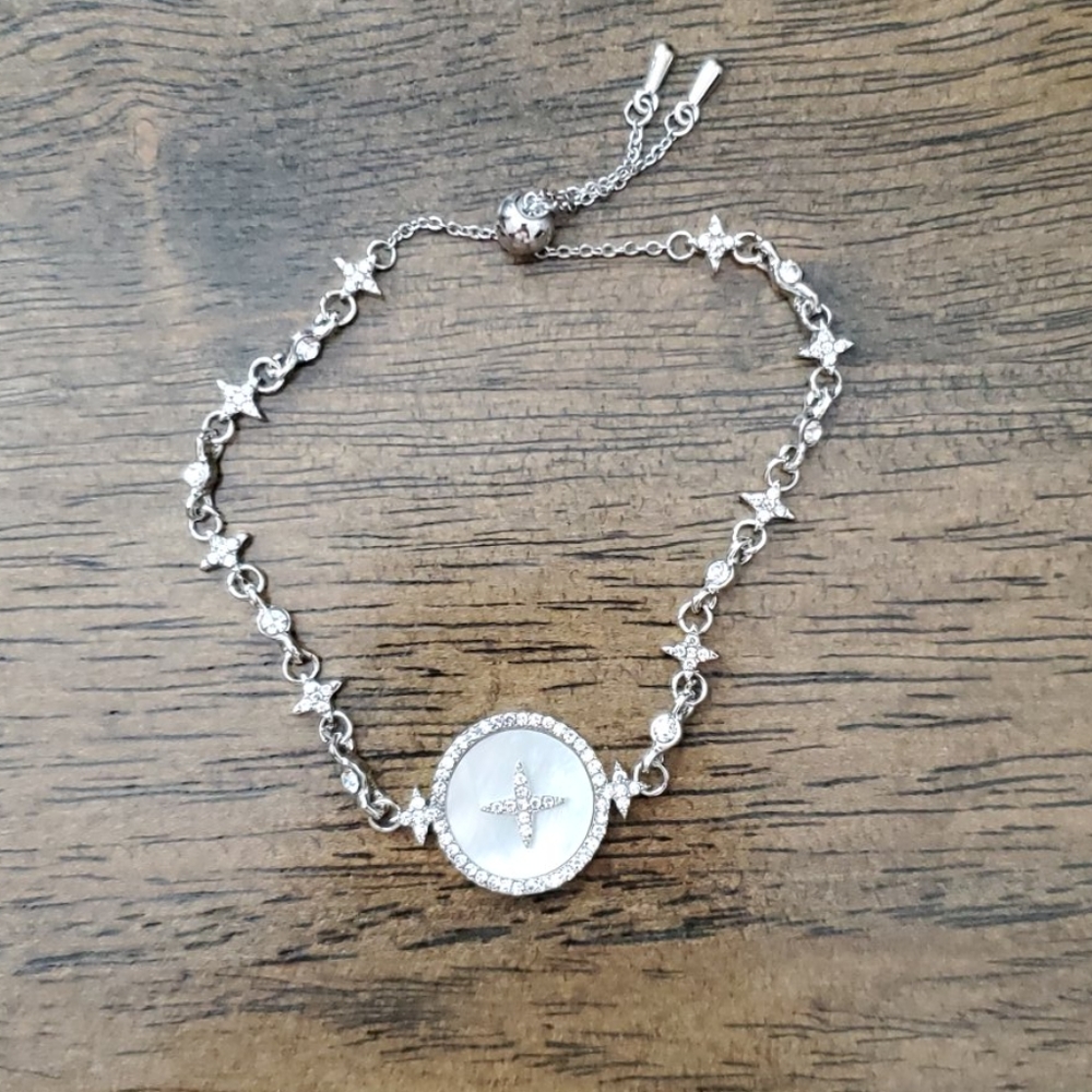Silver bling, adjustable cz bracelet